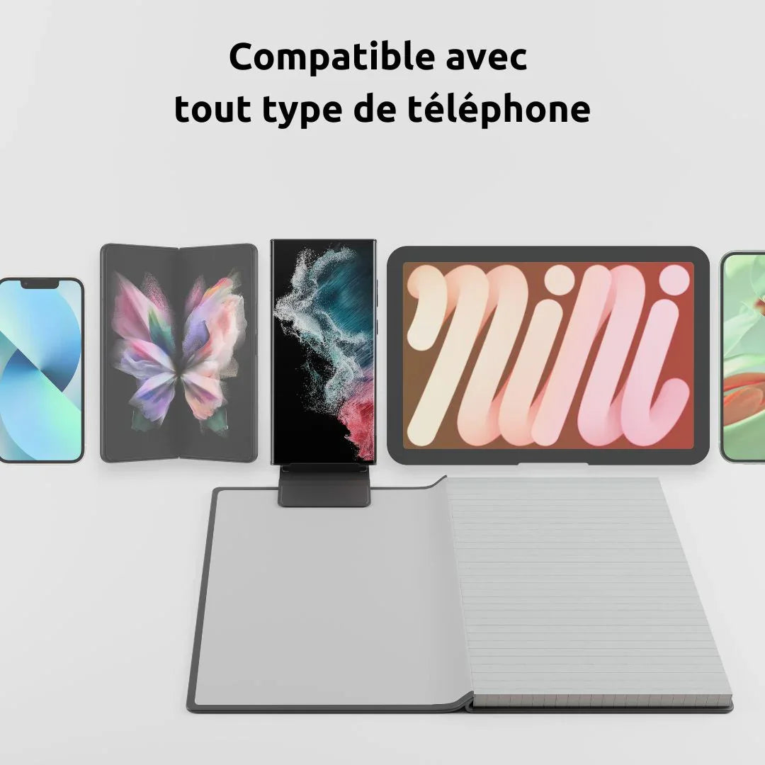 Phoneside Note - Support de smartphone pour carnet et cahier.