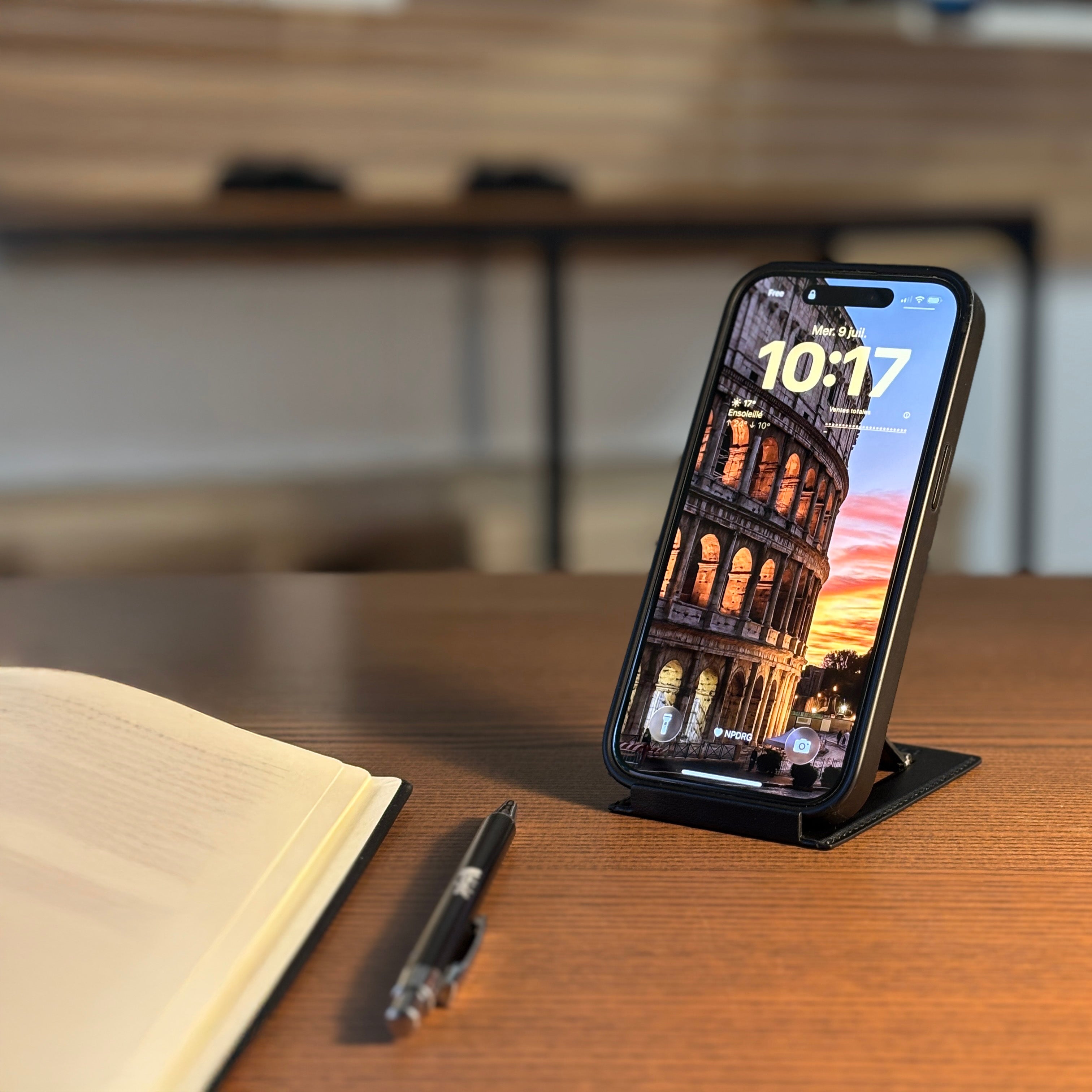 Phoneside Note Mini - Le marque-page qui devient support de téléphone.