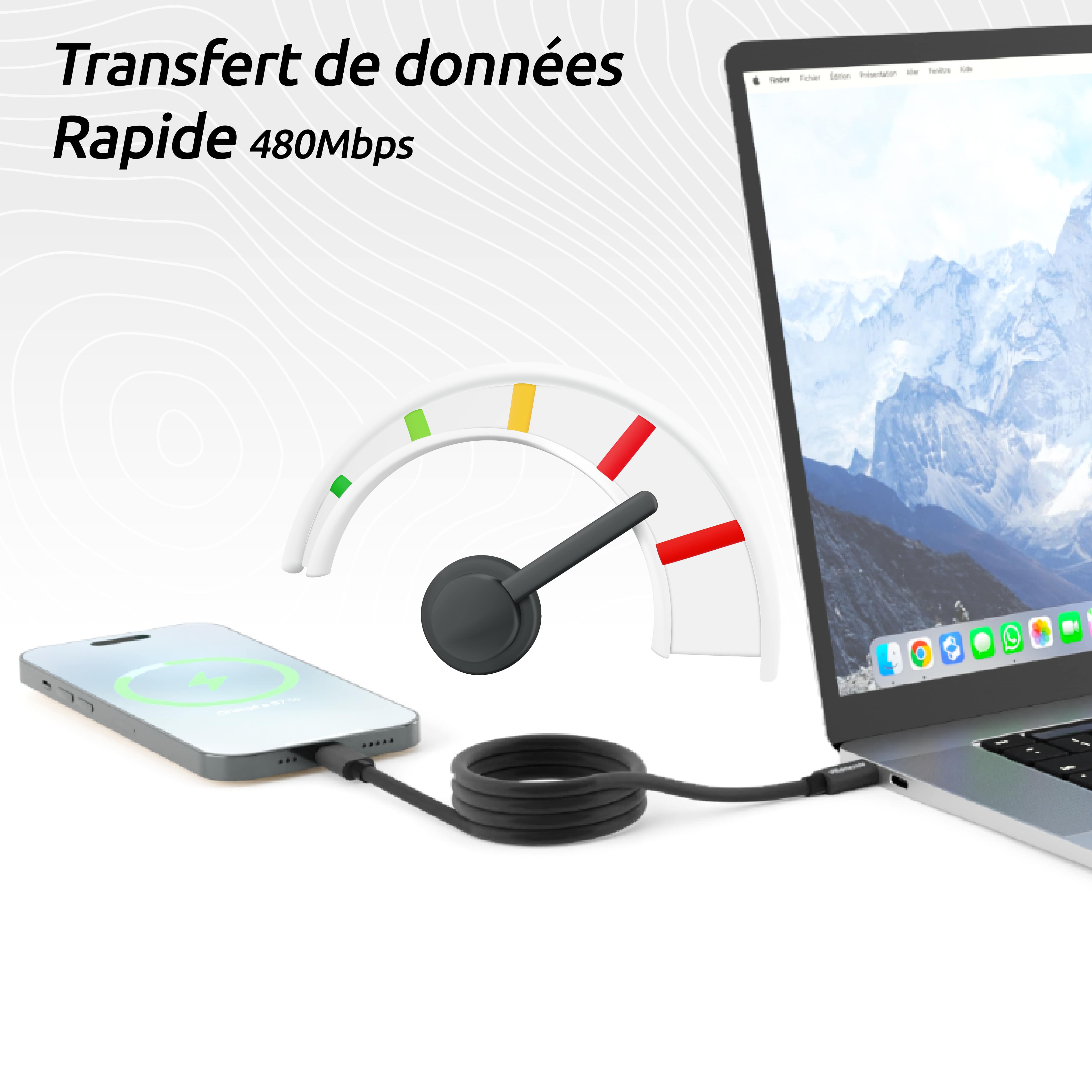 Magline phoneside - USB -C magnetic cable to Lightning (1m)