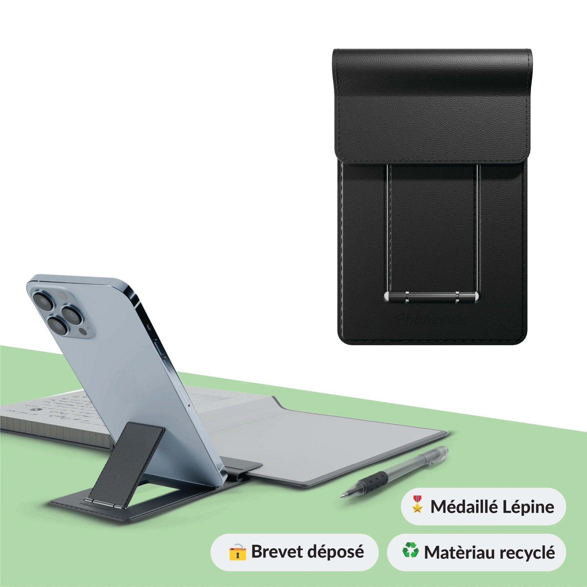 Phoneside Note - Support de smartphone pour carnet et cahier.