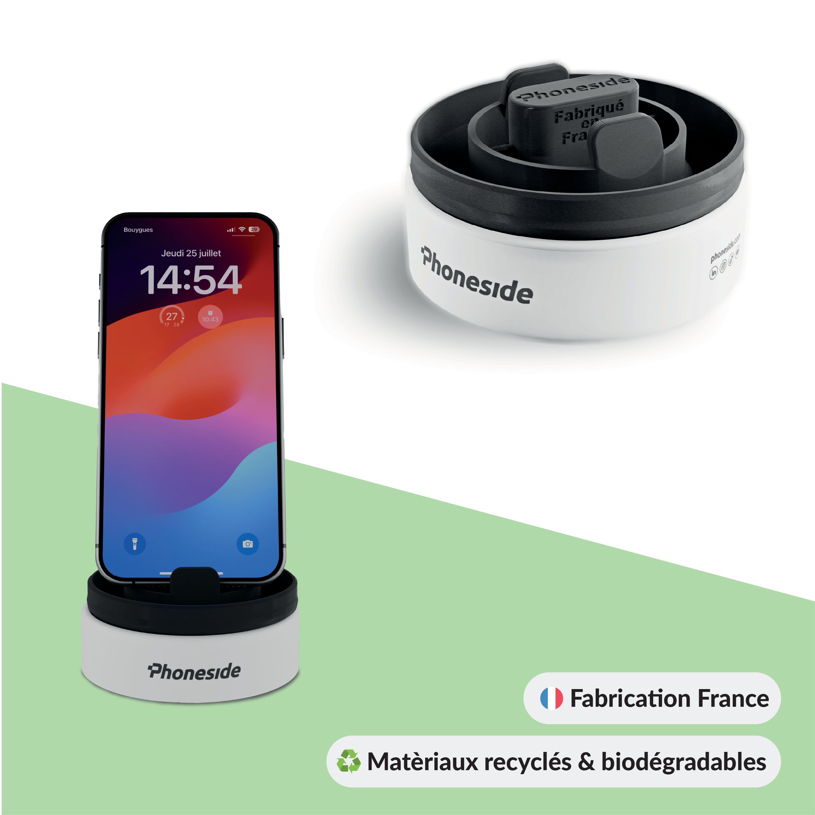 Packaging transformed into smartphone support (for Magline cable)
