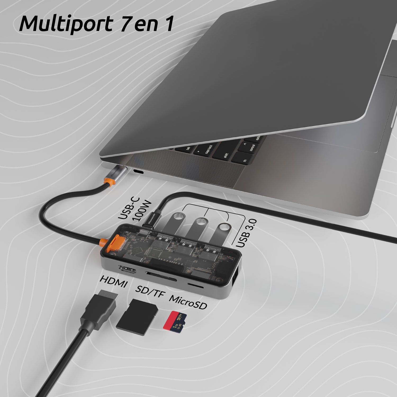 Hubline - Adaptateur multiport USB-C 7-en-1