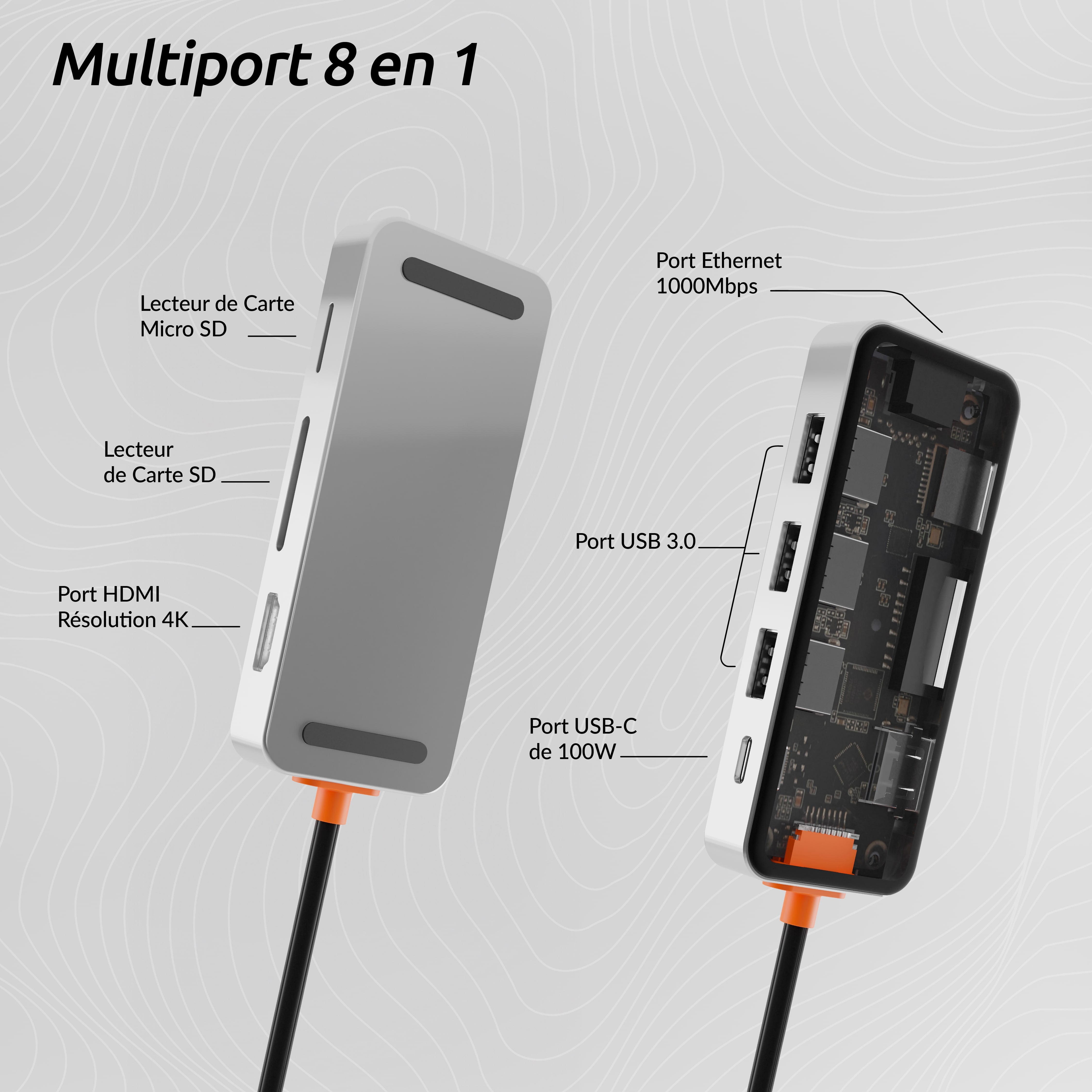 Phoneside Hubline-USB-C Multiport Adapter-8 in 1