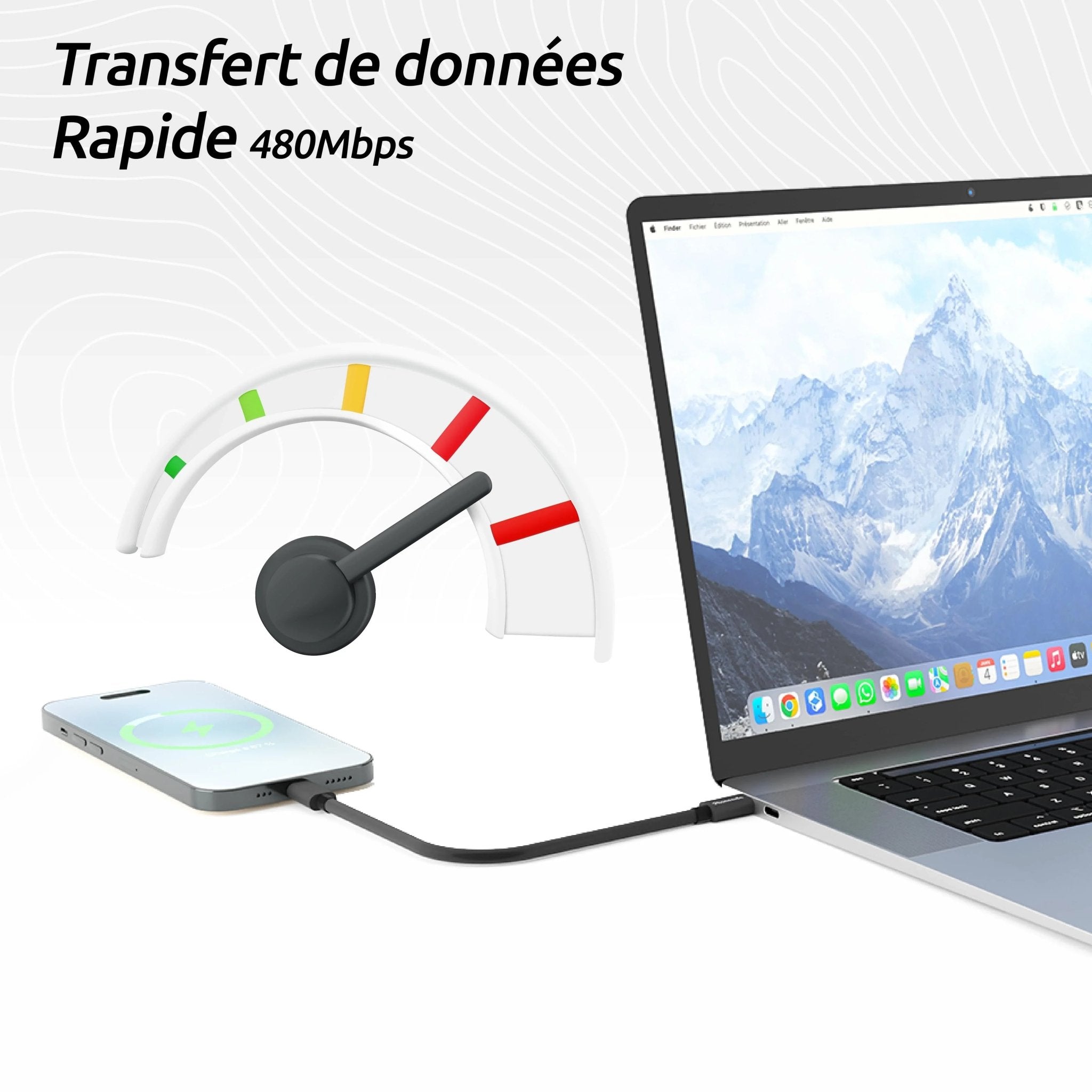 Phoneside Pocketline - Câble court USB-C vers USB-C (30cm)