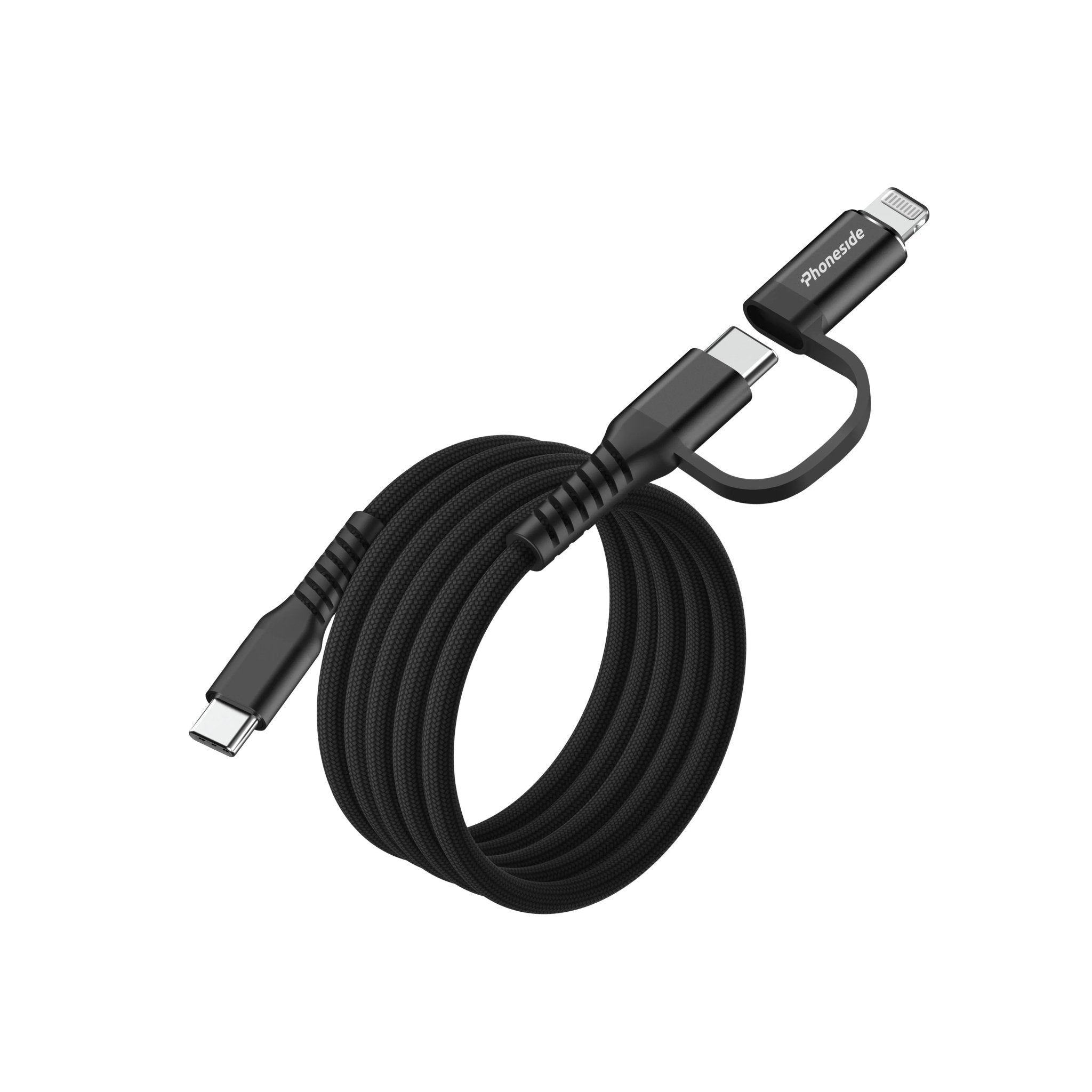Phoneside Magline 2 en 1 - Câble Magnétique USB-C vers USB-C et Lightning (1m)