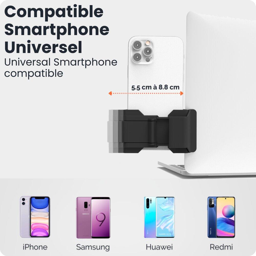 Support Téléphone Portable Ordinateur, Noir - Ajustable Universel